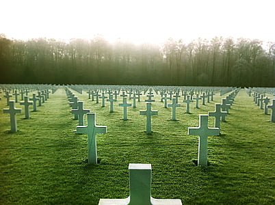 cemitério, soldado caído, tumba, Cruz, lápide, Memorial, em uma linha