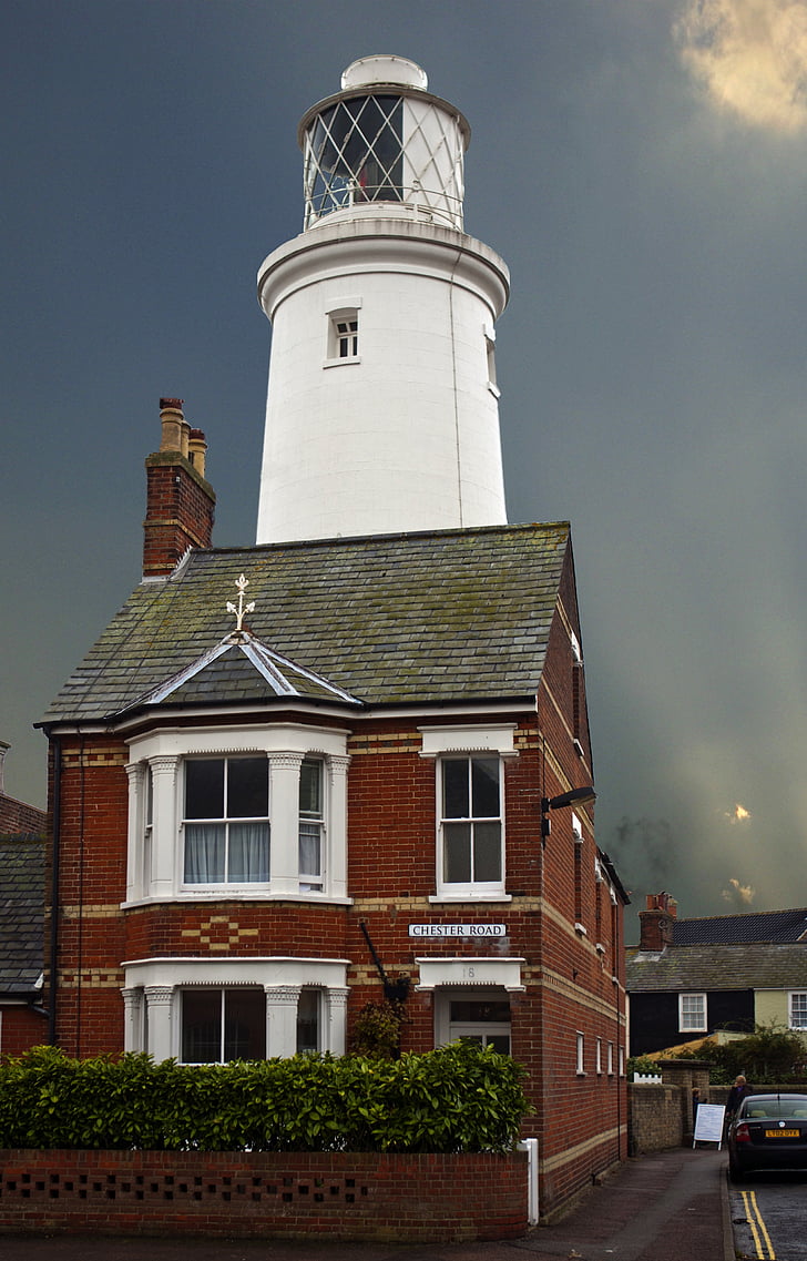 phare, intérieur des terres, maison, architecture, bâtiments, Southwold, Suffolk