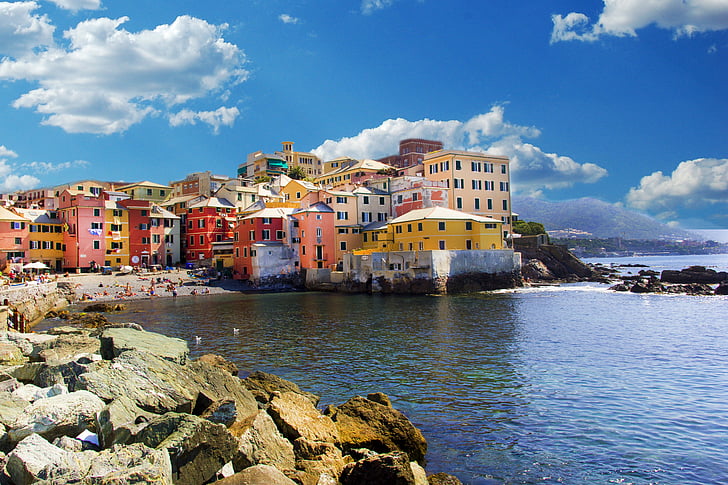 Genova, Boccadasse, maisema, Sea, Village