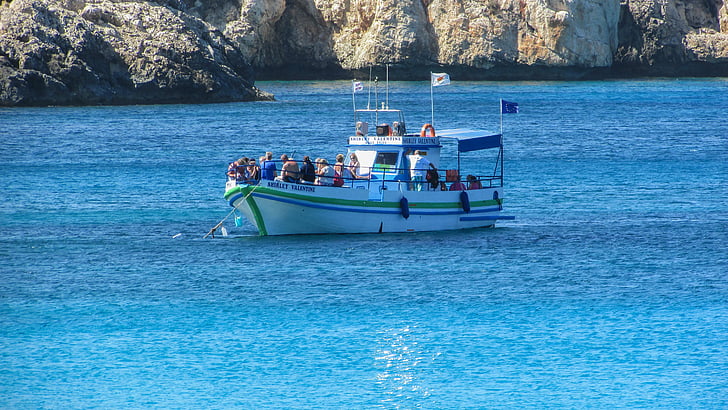 Kypr, Cavo greko, Národní park, loď, cestovní ruch, volný čas, Turisté