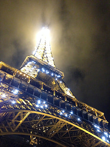 Menara Eiffel, Paris, lampu, Prancis, perjalanan, langit, Monumen