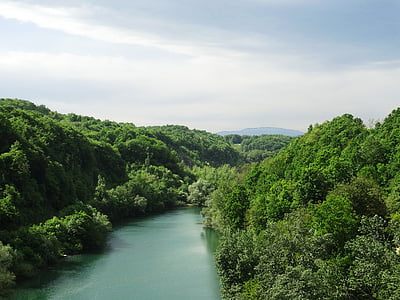 landskab, Kroatien, floden, Europa, udendørs, natur, skov