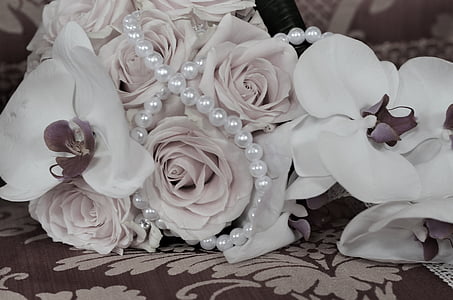 boda, ramo de la, romanticismo, flores, Blanco, pureza, Foto de la boda