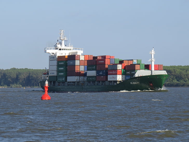 skib, container, Elben, søfart, port, containerskib, Fragt