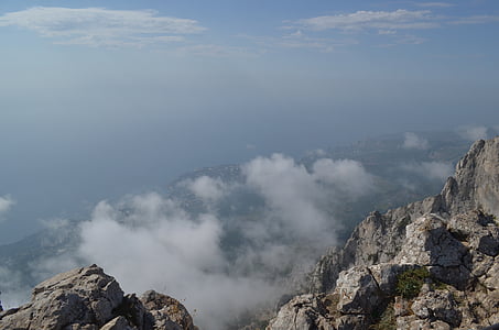 Ai-petri, Krimea, pegunungan, awan, pemandangan