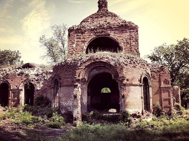 Església, arquitectura, les ruïnes de la, arc, ruïna antiga, vell, història