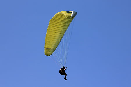 čovjek, plava, preko dana, sportski, padobransko jedrenje, Zračni sportovi, Paraglider