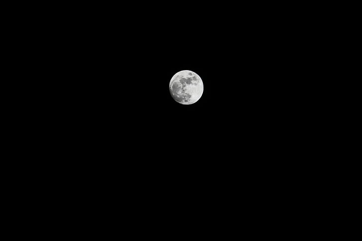 ดวงจันทร์, คืน, ดวงจันทร์ยามค่ำคืน, พระจันทร์เต็มดวง, ท้องฟ้า, ความมืด, ภาพถ่ายกลางคืน