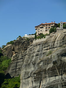 monastery, meteora, greece, rock, fortress, olympus, rock - Object