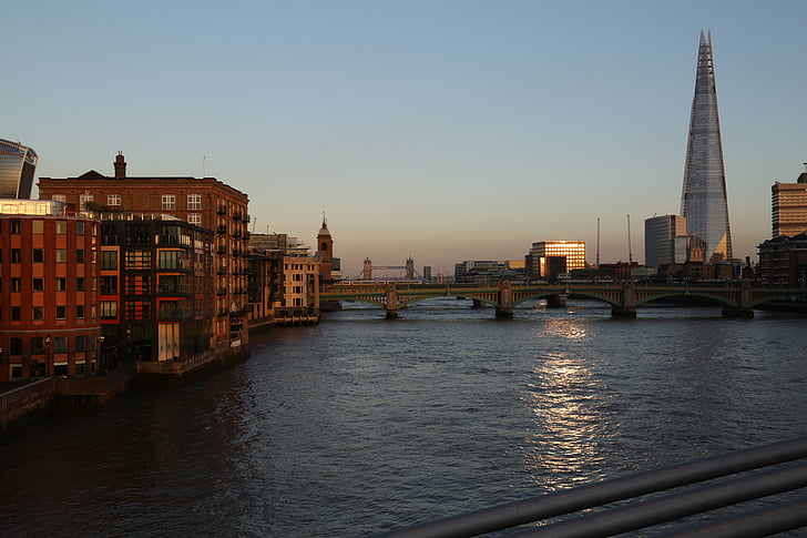 híd, folyó, a Szilánk, London, építészet, utazás, épület
