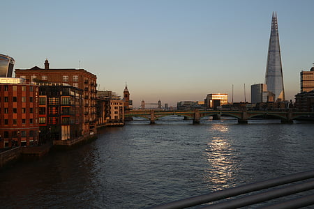 Bridge, floden, shard, London, arkitektur, resor, byggnad