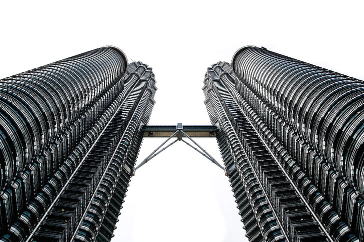 budynek, Architektura, nowoczesne, współczesny, wieże Petronas towers, Malezja, Kuala lumpur