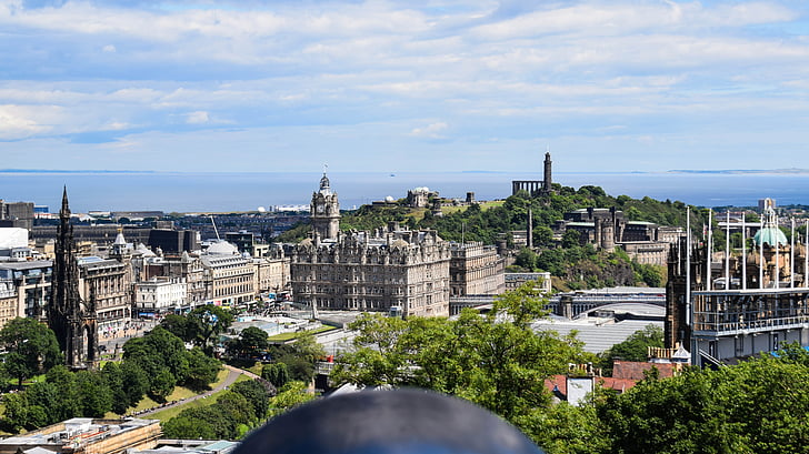 Scozia, Inghilterra, Edimburgo, vista, città, Panorama, architettura