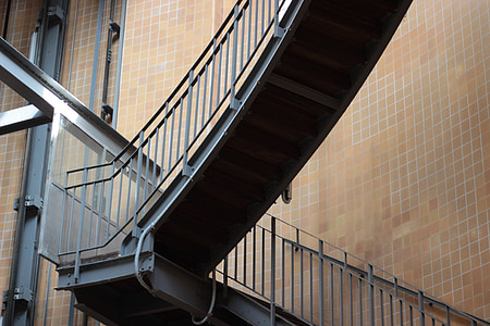 escaleras, espacio, hacia arriba, acero, empinadas, poco a poco, arquitectura