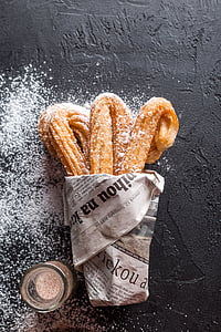 churros, baking, cookies, dessert, confectionery, nutrition, food