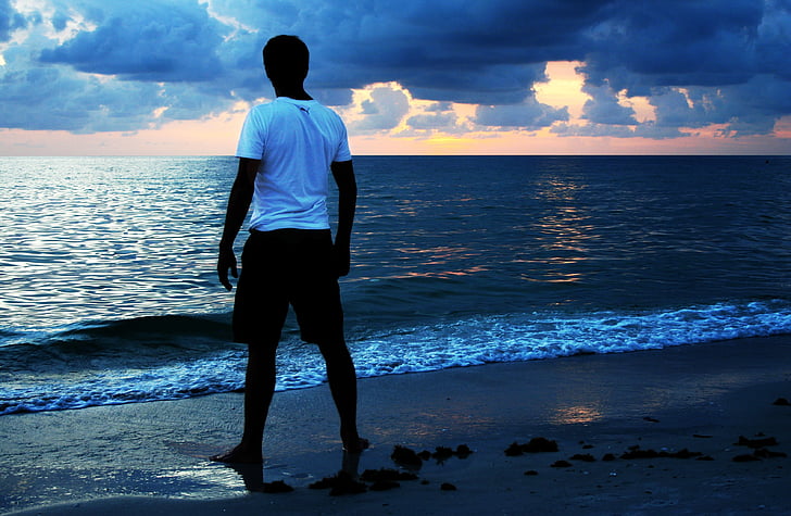 man, pose, sea, pretty