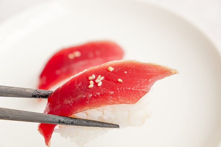 ซูชิ, dzukemaguro, อาหาร, อาหารญี่ปุ่น, ปลาทูน่า, รับประทานอาหาร, สีแดง