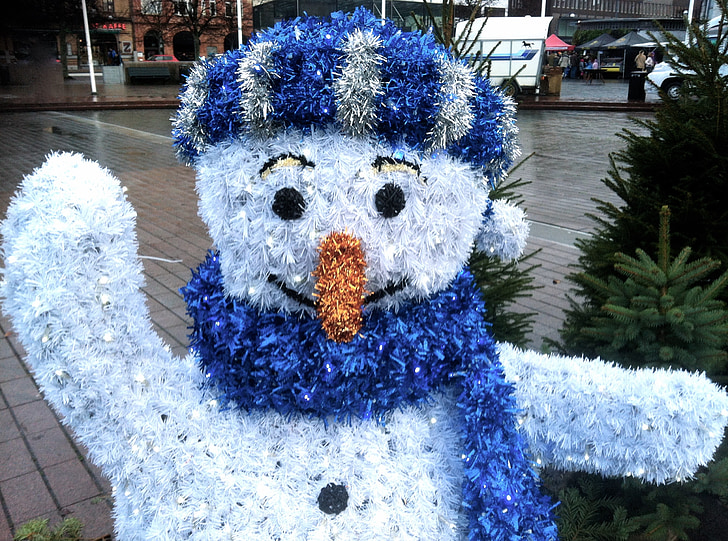 snowman, christmas, christmas market, christmas decorations
