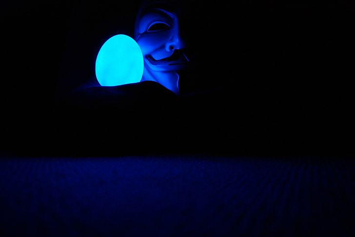 guy fawkes, anonymous, mask, blue, masquerade, carnival, mysterious