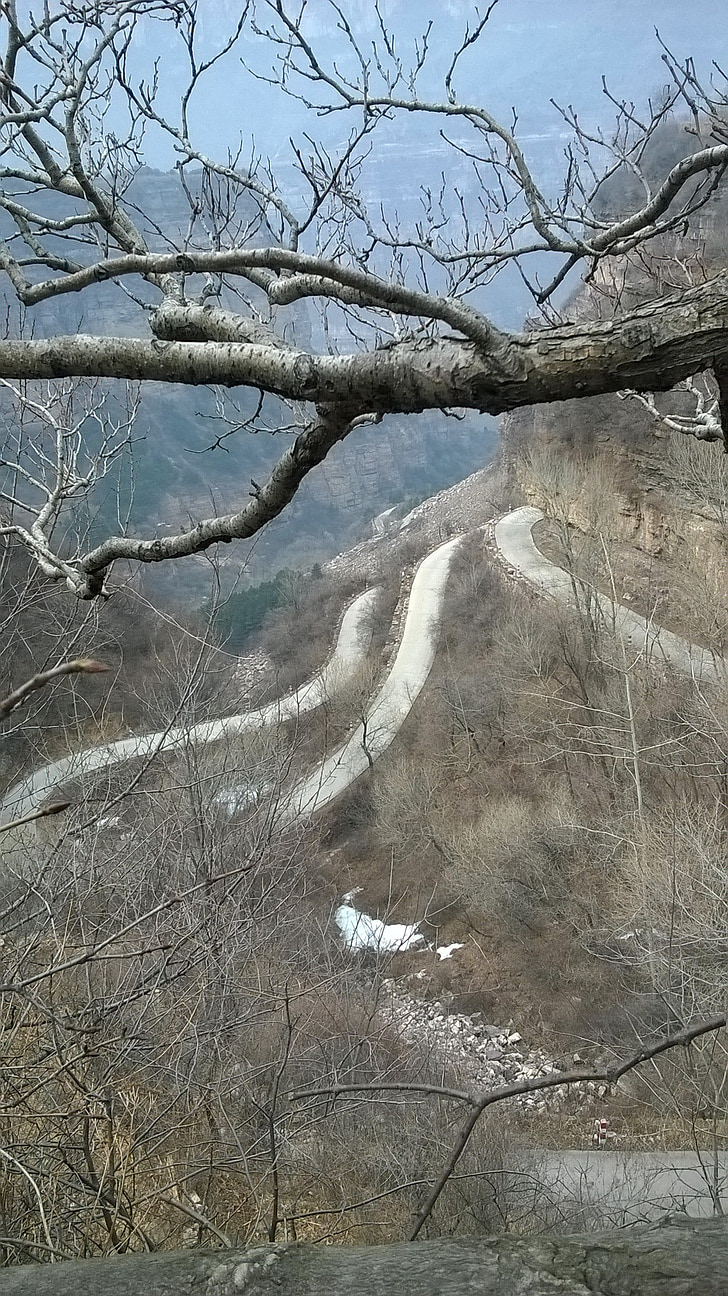 mountain road, mountain, branch, curved