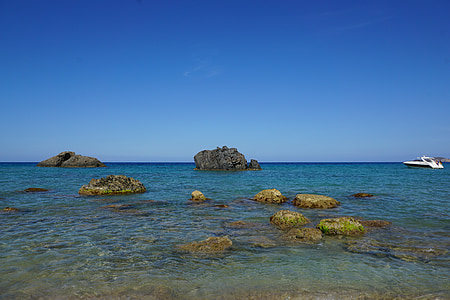 Ibiza, Ilha, mar, pedras, bota, rocha, água