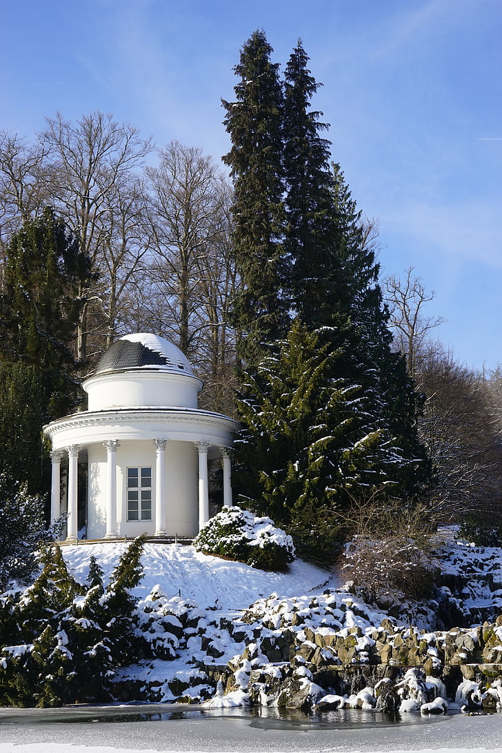 téli, hegyi park kassel-wilhelmshoehe, hó, Világörökség, Hesse, Kassel, Park
