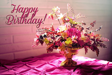 Feliz aniversário, aniversário, flores de aniversário, cartão de feliz aniversário, saudação, cartão, festa