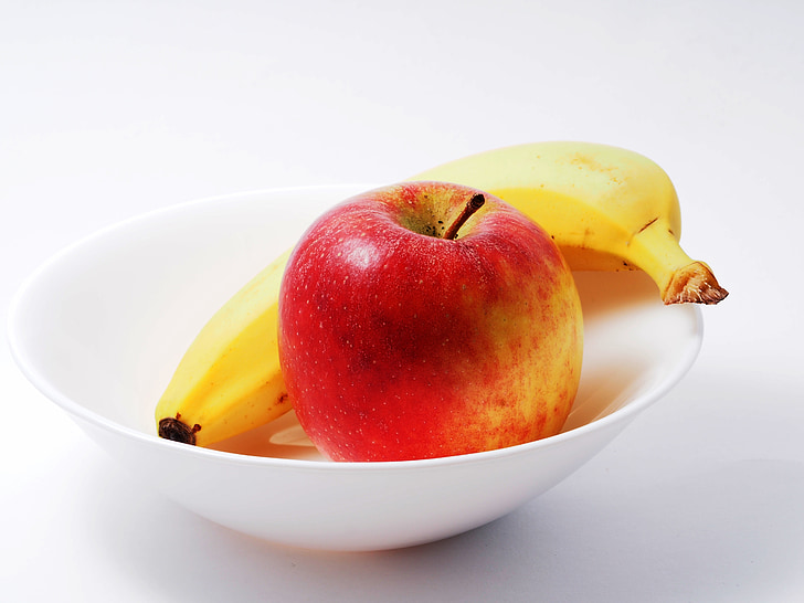 jabolko, banana, hrane, zrel, okusno, prehrana, sadje
