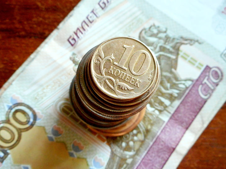 bani, moneda, monede, criza, Rusă, bani cash, numerar