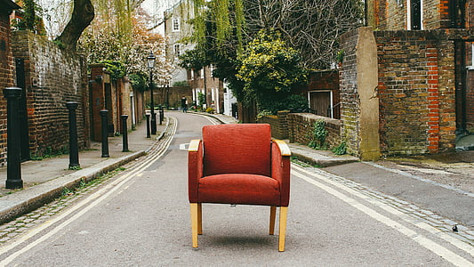красный, ткань, кресло, серый, шоссе, вблизи, коричневый