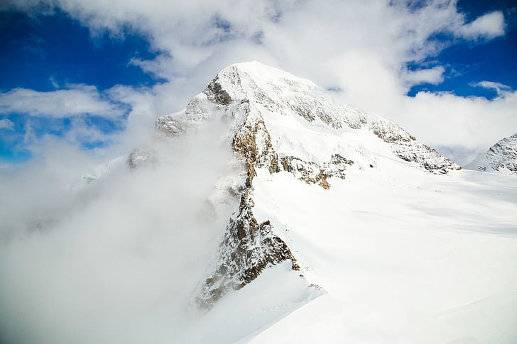 wolken, koude, berg, natuur, sneeuw, winter