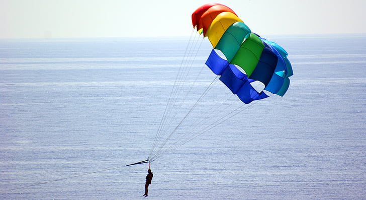 parachute, sea, sky, costa, nerja, turquoise, beach