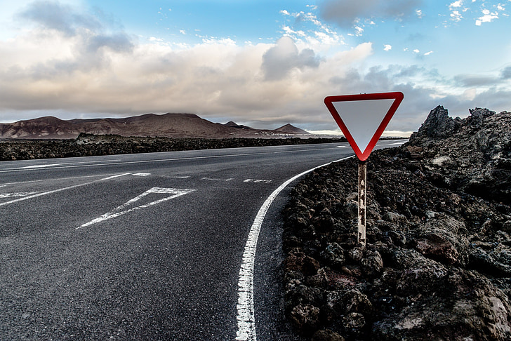 Road, avkastning, Junction, sammanflödet, Lanzarote, El golfo