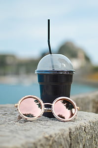 очки, солнцезащитные очки, кадр, объектив, рок, кофе, холодная