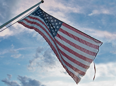 Bandeira, céu, patriotismo, bandeira EUA, bandeira americana