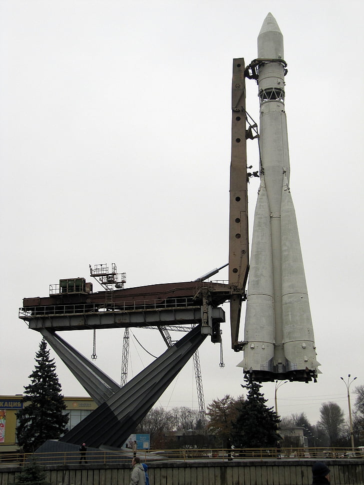 moscow, rocket, old, metal, launching pad, industry
