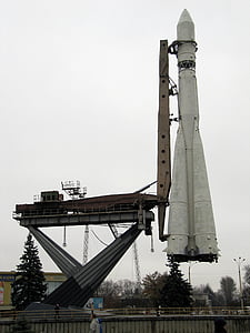 Moscú, cohete, antiguo, metal, plataforma de lanzamiento, industria