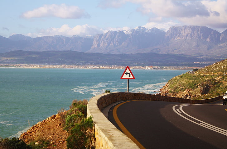 Cape town, Güney Afrika, sahil yolu, Deniz, okyanus, dağlar, manzara