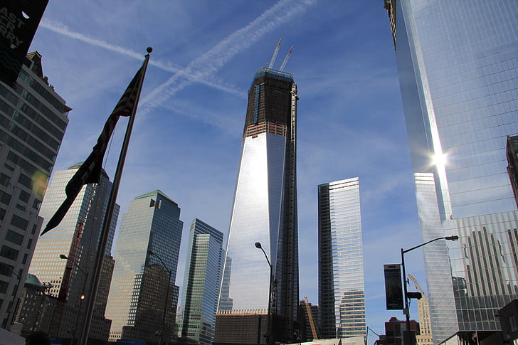 New york, bouw, handelscentrum, wolkenkrabber, financiële