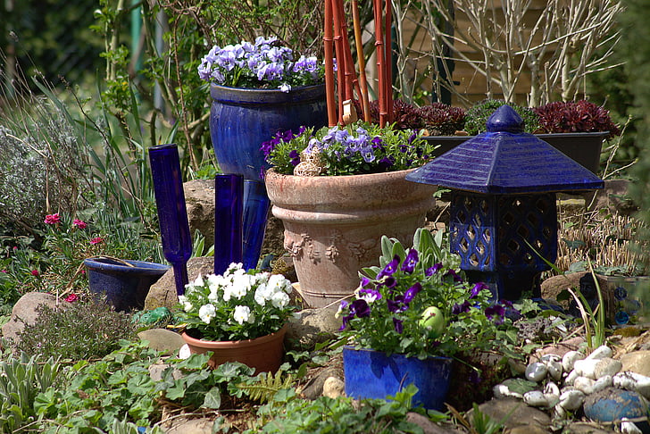 giardino, decorazione, blu, decorazione del giardino, suono, vetro