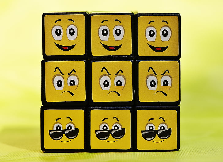 Cube, Smileys, divers, drôle, sentiments, émoticône, humeur