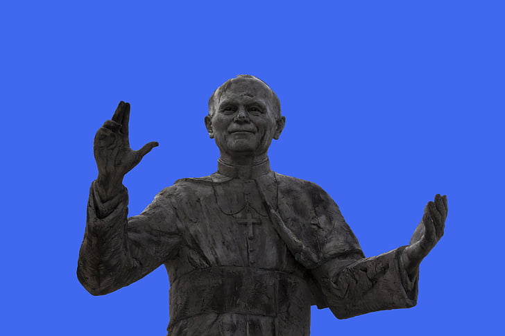 statue av pave Johannes paul ii, Lyon, statuen, stein, skulptur, stein figur, Stone skulptur