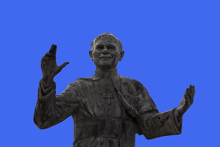 staty av påven Johannes Paulus ii, Lyon, staty, sten, skulptur, sten siffra, Stenskulptur
