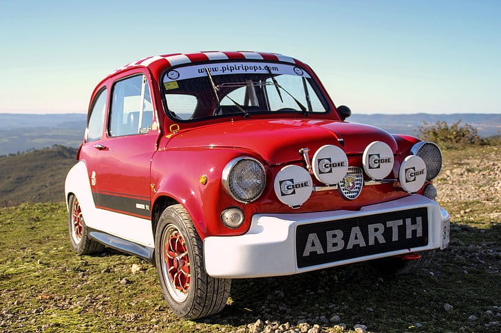 six hundred seat, abarth, vintage, classic, red car, seventies, antique car