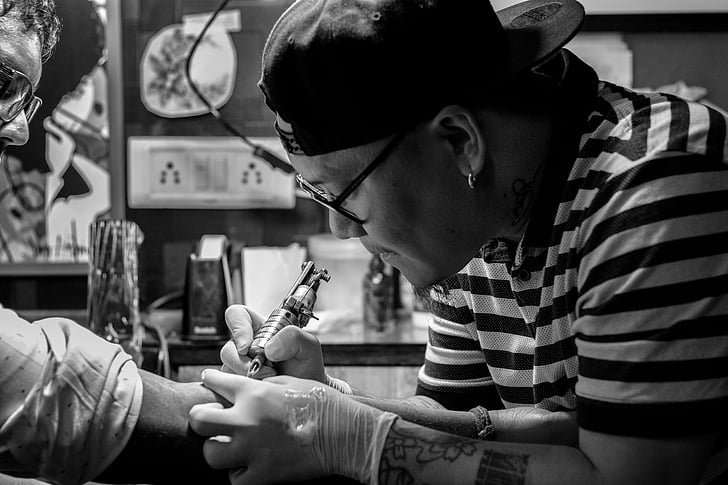 artista, tatuatge, creatiu, tatuador, tatuatge, màquina, moda