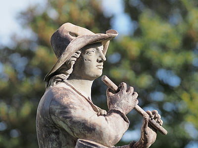 statuen, Shepherd, fløyte, musiker, pastorale