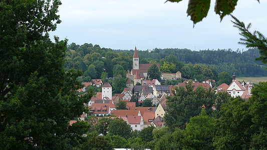 Greding, historické město, přírodní park Altmühltal, kostel, Architektura, Evropa, město