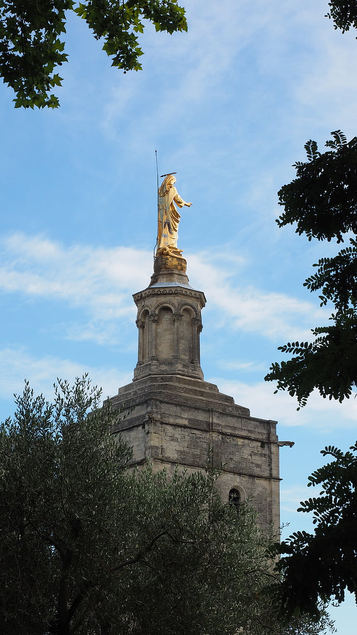 Rocher af katedralen, haven, Park, statue, statue af Jomfru Maria, Jomfru Maria, Golden