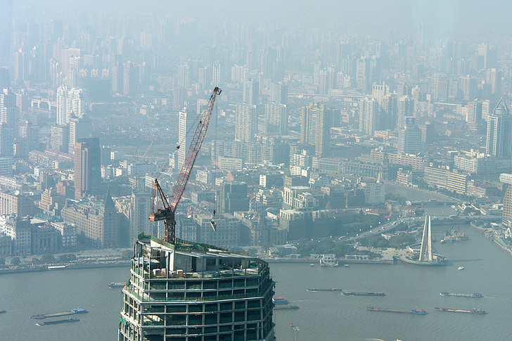 Crane, pencakar langit, Outlook, pencakar langit, kota situs konstruksi, pekerjaan konstruksi, Crane boom