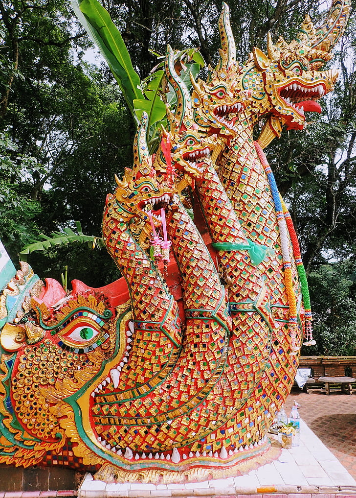 drakonas, skulptūra, statula, Azija, Tailandas, gyvatė